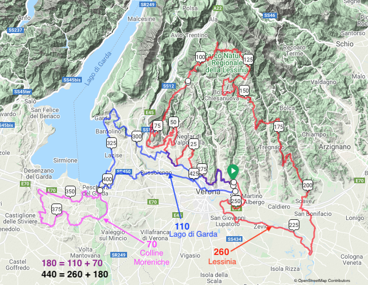 Verona Gravel – mappa di insieme dei percorsi