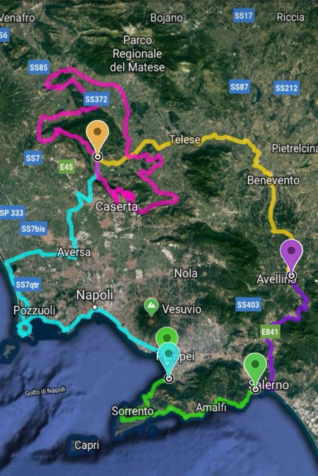 il percorso 600 km siti reali 